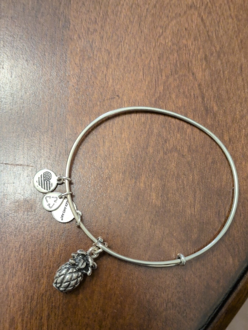 Alex and Ani Silver Pineapple Charm Bangle